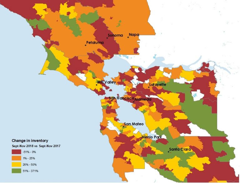 Figure 3: Inventory changes by Bay Area ZIP code
