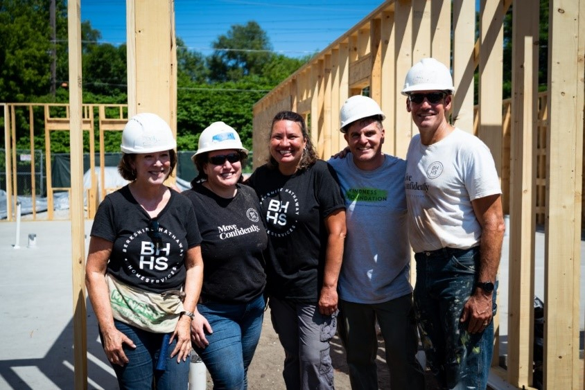 Some of the 16 BHHS Chicago volunteers that participated in a Chicagoland Habitat for Humanity build during the firm's Community Kindness initiative. Pictured from left to right are: Cindy Wilson, Michelle Schroeder, Kim Saydak, David Zwarycz and Joe Stacy